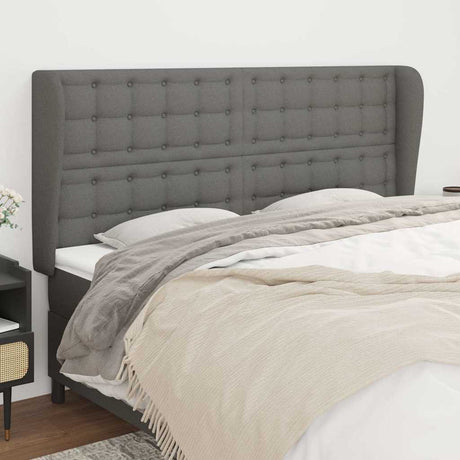 Vidaxl hoofdbord met randen 183x23x118 128 cm stof donkergrijs