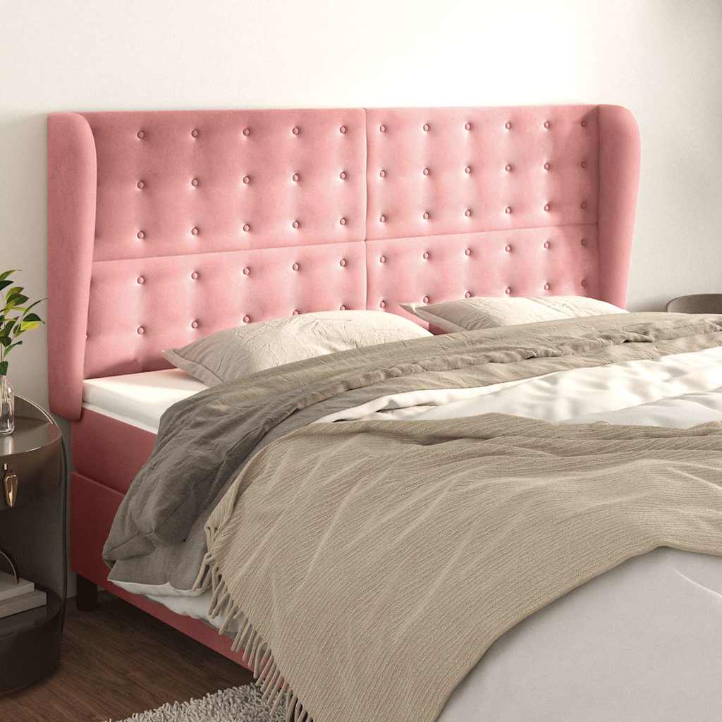 Vidaxl hoofdbord met randen 163x23x118 128 cm fluweel roze