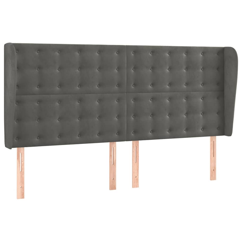 Vidaxl hoofdbord met randen 183x23x118 128 cm fluweel donkergrijs