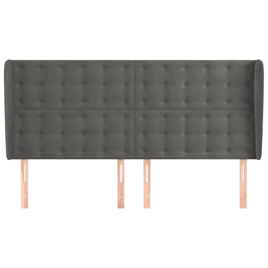 Vidaxl hoofdbord met randen 183x23x118 128 cm fluweel donkergrijs