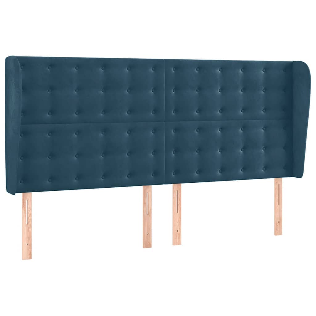 Vidaxl hoofdbord met randen 183x23x118 128 cm fluweel donkerblauw