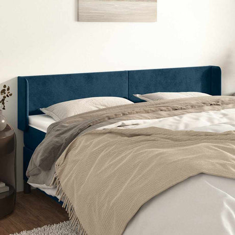 Vidaxl hoofdbord met randen 163x16x78 88 cm fluweel donkerblauw