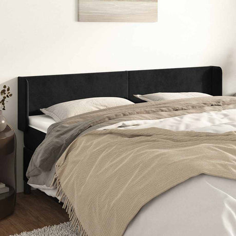 Vidaxl hoofdbord met randen 203x16x78 88 cm fluweel zwart