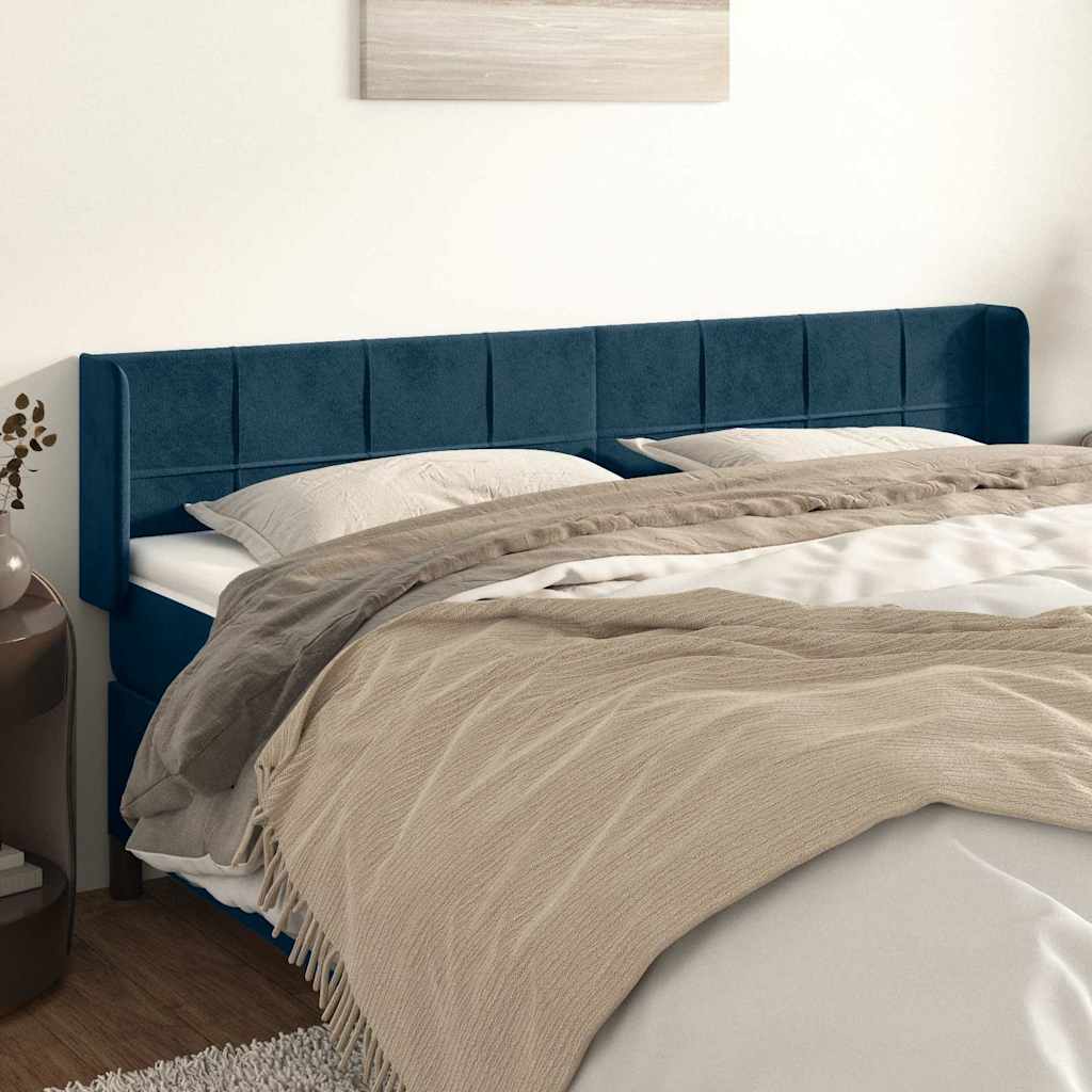 Vidaxl hoofdbord met randen 183x16x78 88 cm fluweel donkerblauw