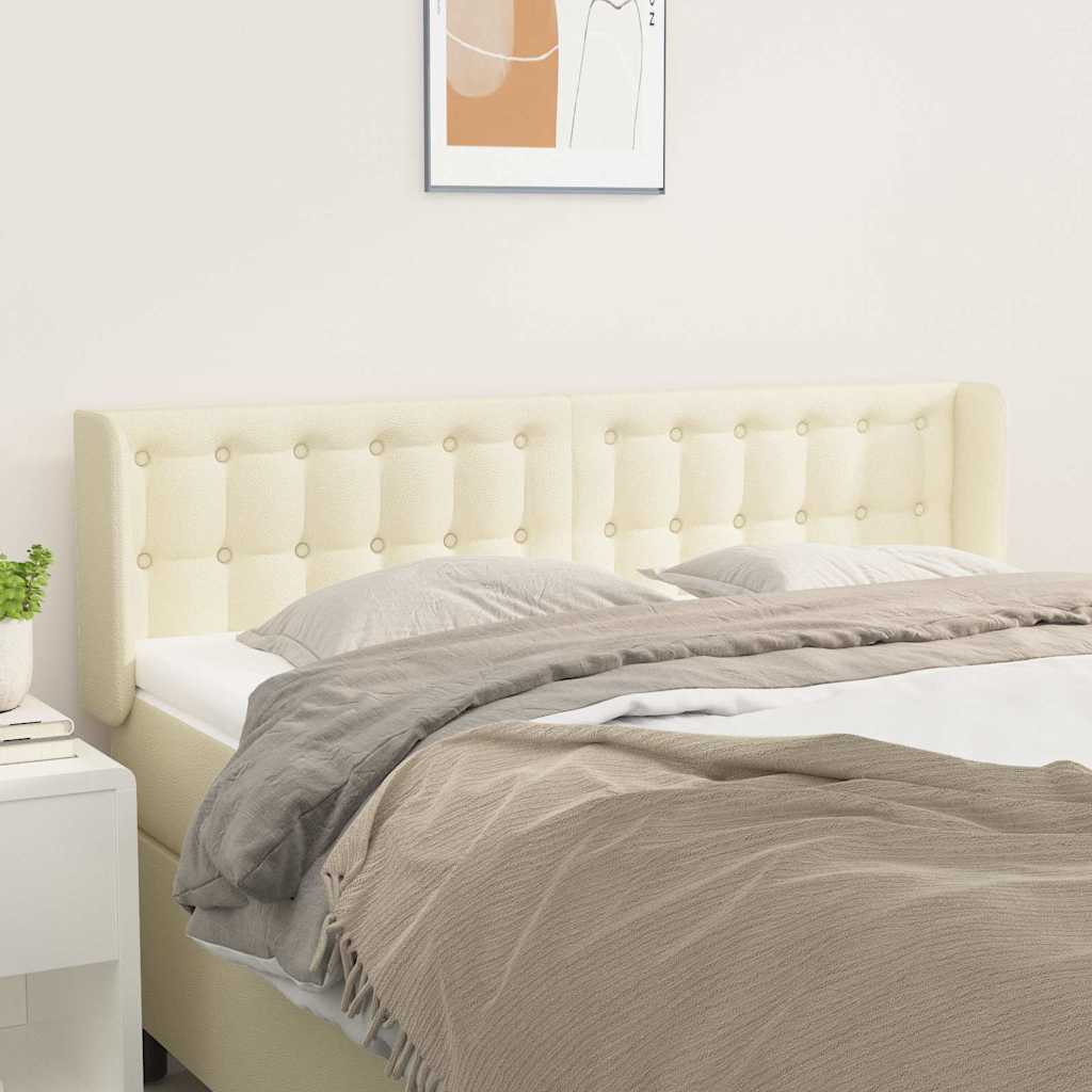 Vidaxl hoofdbord met randen 147x16x78 88 cm kunstleer crèmekleurig