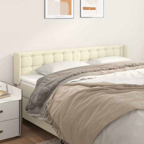Vidaxl hoofdbord met randen 183x16x78 88 cm kunstleer crèmekleurig