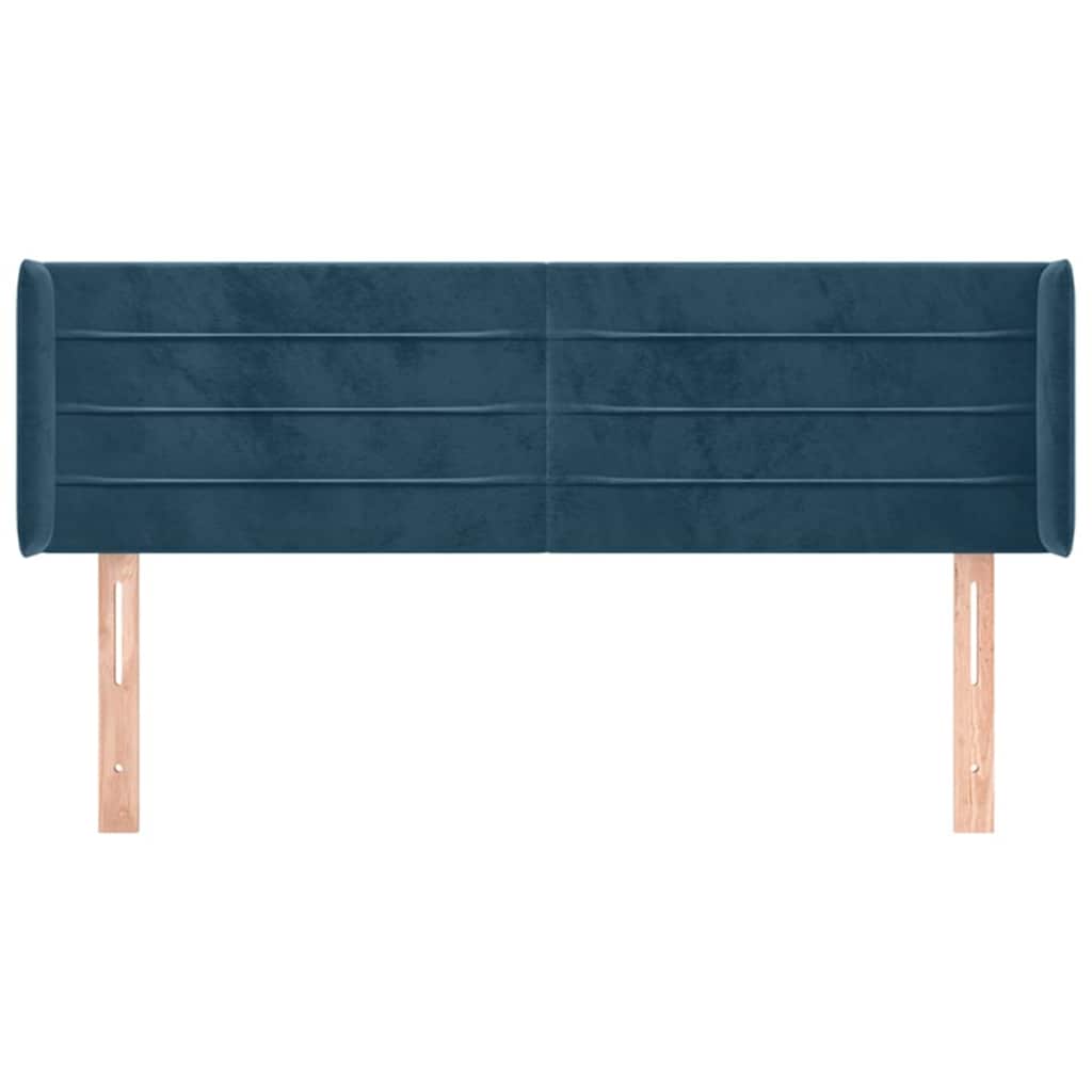 Vidaxl hoofdbord met randen 147x16x78 88 cm fluweel donkerblauw