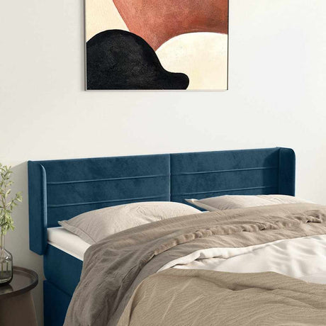 Vidaxl hoofdbord met randen 147x16x78 88 cm fluweel donkerblauw
