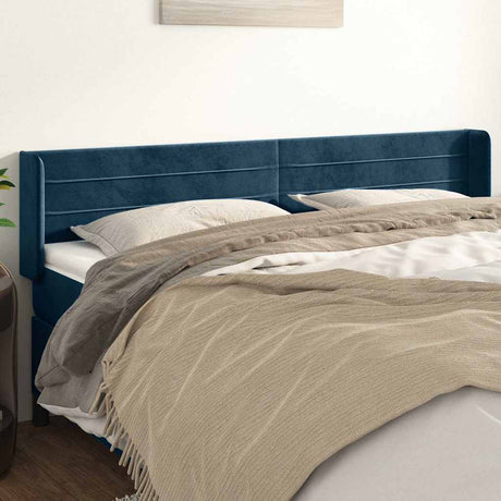 Vidaxl hoofdbord met randen 183x16x78 88 cm fluweel donkerblauw