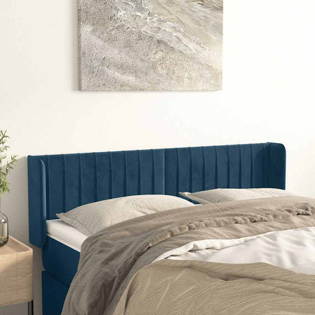 Vidaxl hoofdbord met randen 147x16x78 88 cm fluweel donkerblauw