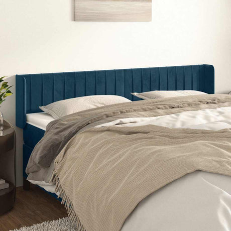Vidaxl hoofdbord met randen 163x16x78 88 cm fluweel donkerblauw