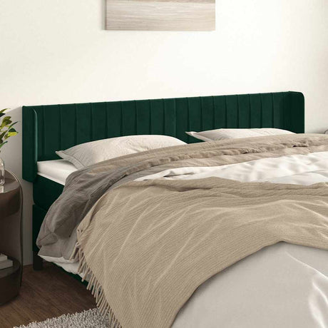 Vidaxl hoofdbord met randen 183x16x78 88 cm fluweel donkergroen