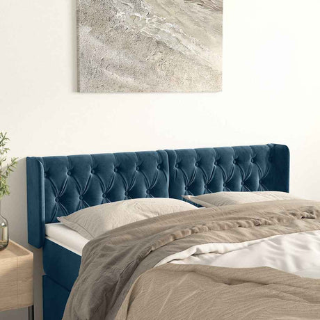 Vidaxl hoofdbord met randen 163x16x78 88 cm fluweel donkerblauw