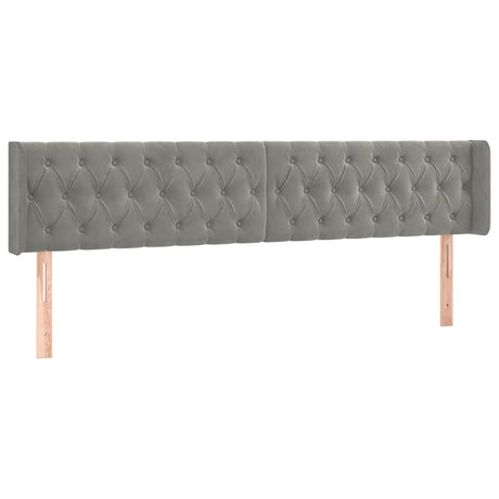 Vidaxl hoofdbord met randen 203x16x78 88 cm fluweel lichtgrijs