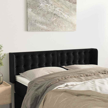 Vidaxl hoofdbord met randen 147x16x78 88 cm fluweel zwart