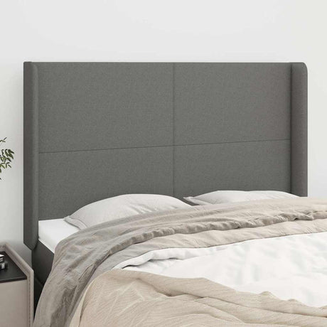 Vidaxl hoofdbord met randen 147x16x118 128 cm stof donkergrijs