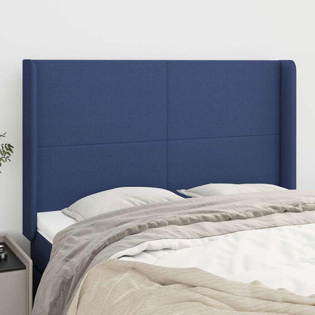 Vidaxl hoofdbord met randen 147x16x118 128 cm stof blauw