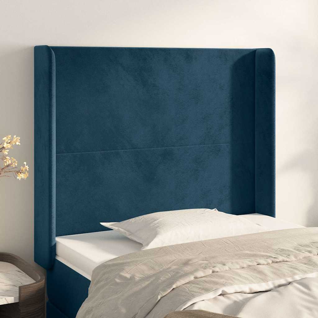 Vidaxl hoofdbord met randen 83x16x118 128 cm fluweel blauw
