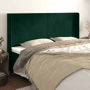 Vidaxl hoofdbord met randen 163x16x118 128 cm fluweel donkergroen