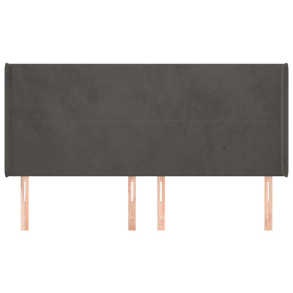 Vidaxl hoofdbord met randen 183x16x118 128 cm fluweel donkergrijs
