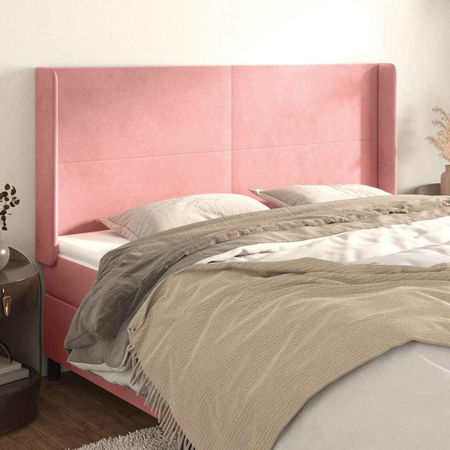Vidaxl hoofdbord met randen 183x16x118 128 cm fluweel roze