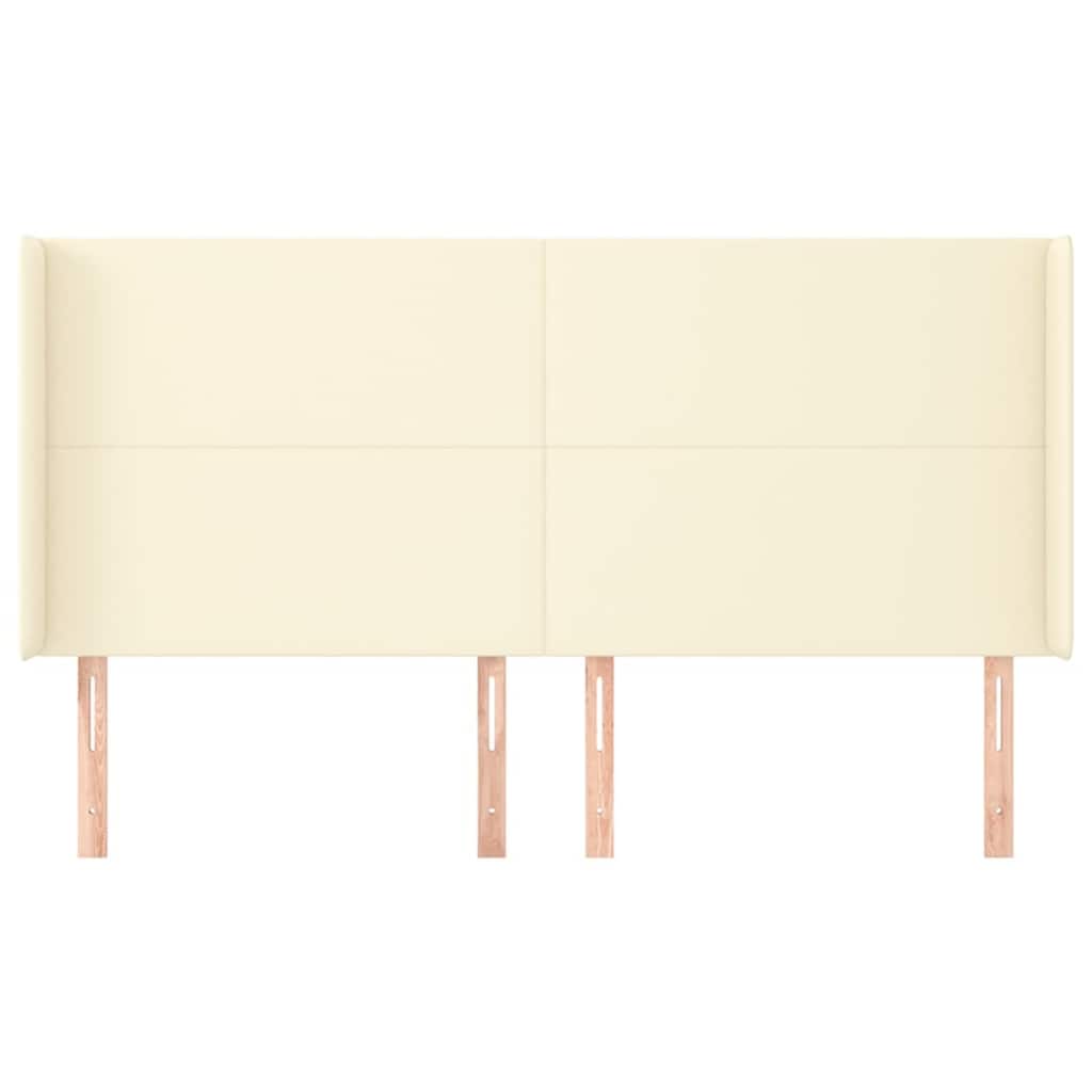 Vidaxl hoofdbord met randen 163x16x118 128 cm kunstleer crèmekleurig