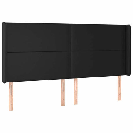 Vidaxl hoofdbord met randen 203x16x118 128 cm kunstleer zwart