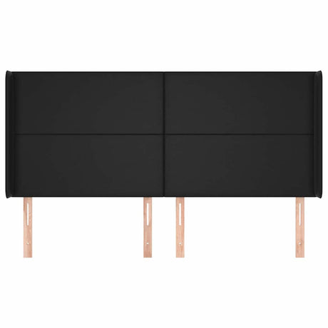 Vidaxl hoofdbord met randen 203x16x118 128 cm kunstleer zwart