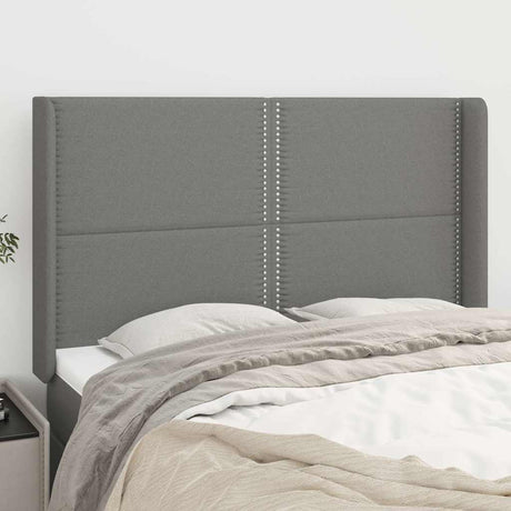Vidaxl hoofdbord met randen 147x16x118 128 cm stof donkergrijs