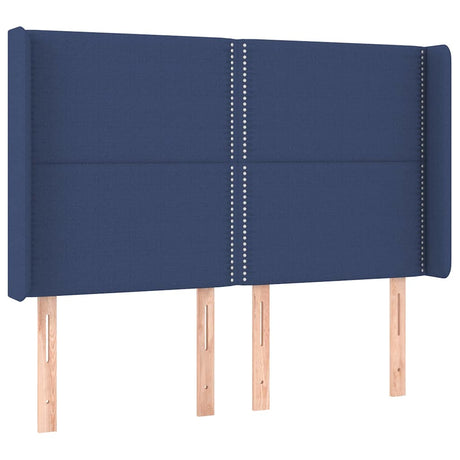 Vidaxl hoofdbord met randen 147x16x118 128 cm stof blauw