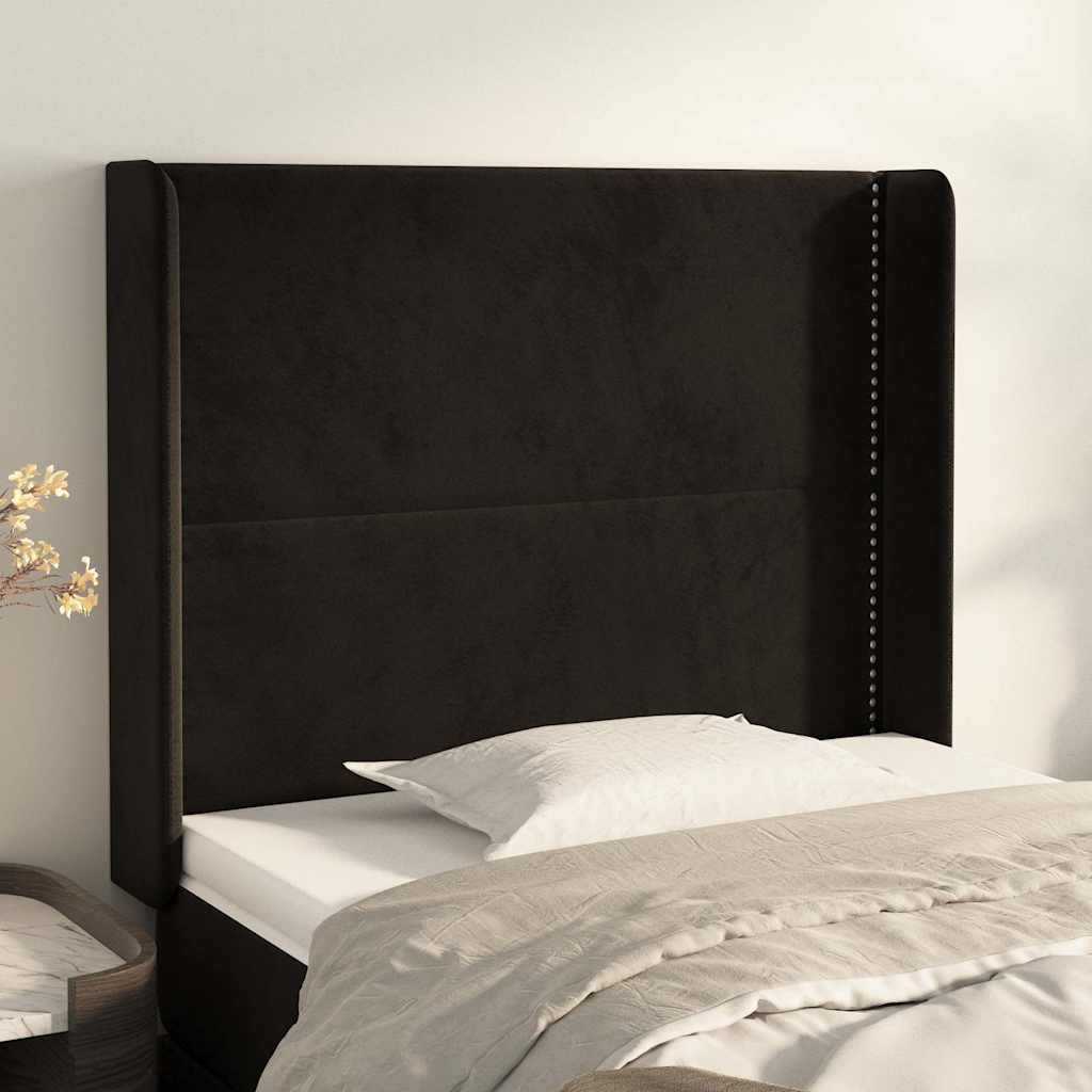 Vidaxl hoofdbord met randen 103x16x118 128 cm fluweel zwart