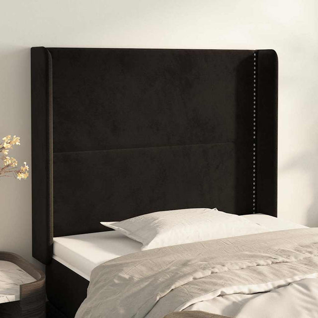 Vidaxl hoofdbord met randen 103x16x118 128 cm fluweel zwart