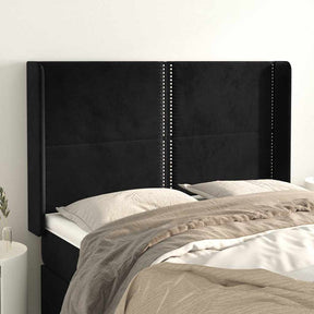 Vidaxl hoofdbord met randen 147x16x118 128 cm fluweel zwart
