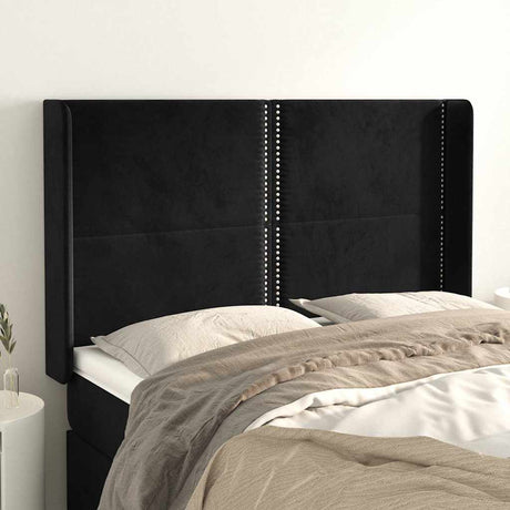 Vidaxl hoofdbord met randen 147x16x118 128 cm fluweel zwart