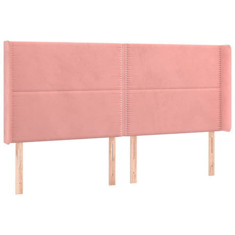 Vidaxl hoofdbord met randen 163x16x118 128 cm fluweel roze