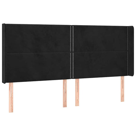 Vidaxl hoofdbord met randen 183x16x118 128 cm fluweel zwart