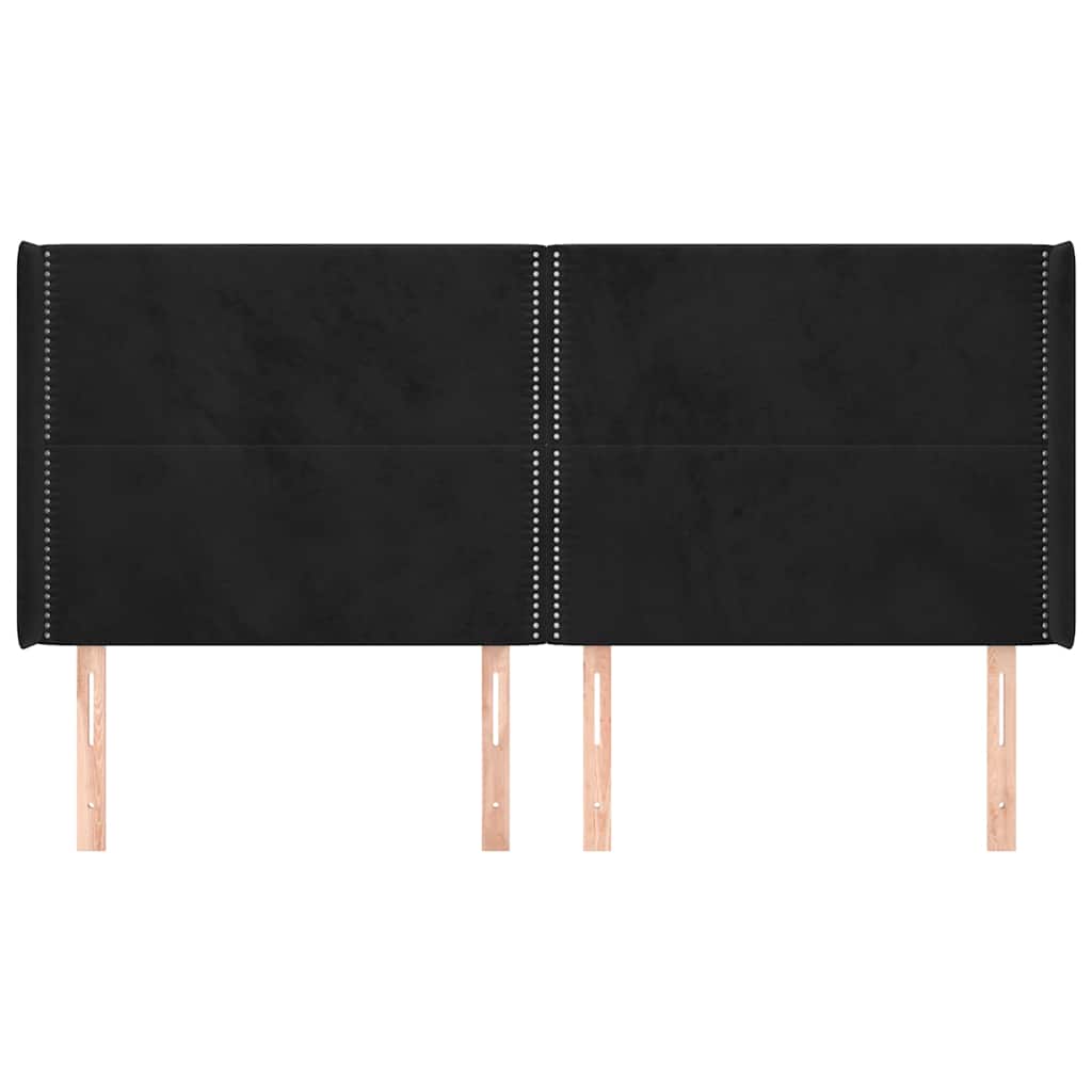 Vidaxl hoofdbord met randen 183x16x118 128 cm fluweel zwart