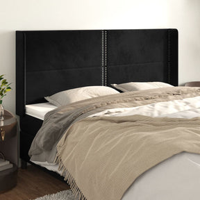 Vidaxl hoofdbord met randen 183x16x118 128 cm fluweel zwart