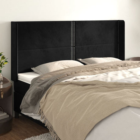 Vidaxl hoofdbord met randen 183x16x118 128 cm fluweel zwart