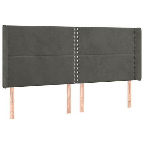 Vidaxl hoofdbord met randen 203x16x118 128 cm fluweel donkergrijs