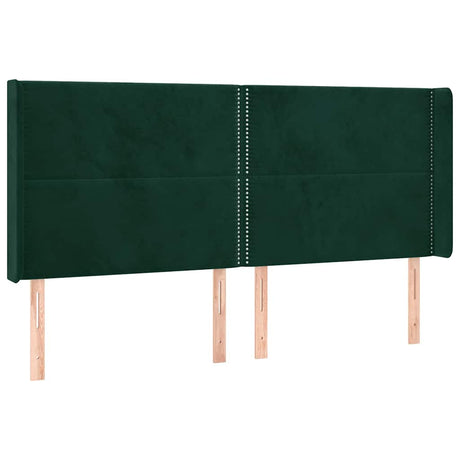Vidaxl hoofdbord met randen 203x16x118 128 cm fluweel donkergroen