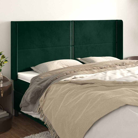 Vidaxl hoofdbord met randen 203x16x118 128 cm fluweel donkergroen