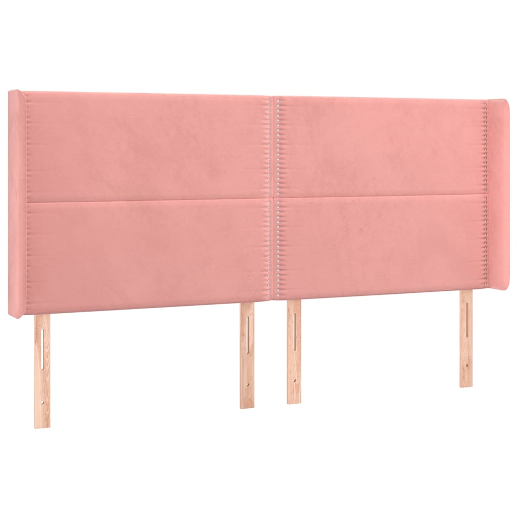 Vidaxl hoofdbord met randen 203x16x118 128 cm fluweel roze