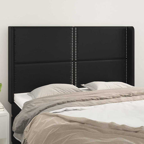 Vidaxl hoofdbord met randen 147x16x118 128 cm kunstleer zwart