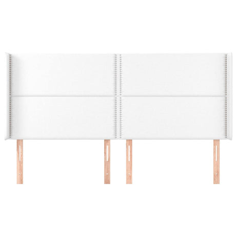 Vidaxl hoofdbord met randen 203x16x118 128 cm kunstleer wit