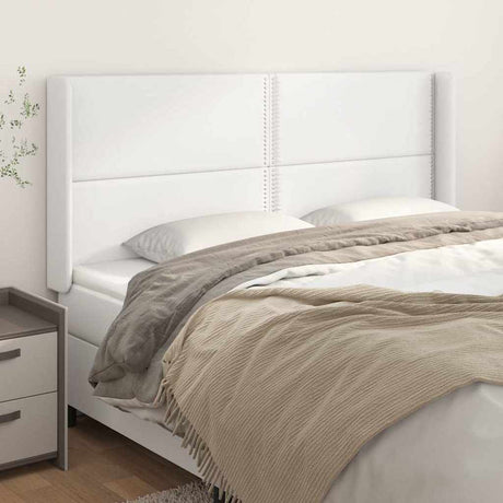 Vidaxl hoofdbord met randen 203x16x118 128 cm kunstleer wit