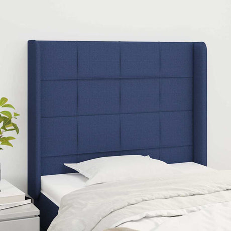 Vidaxl hoofdbord met randen 83x16x118 128 cm stof blauw