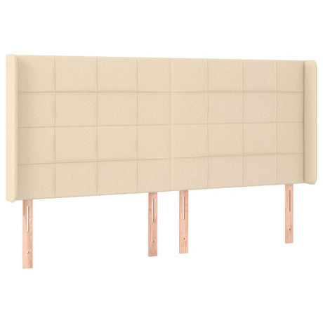Vidaxl hoofdbord met randen 163x16x118 128 cm stof crèmekleurig