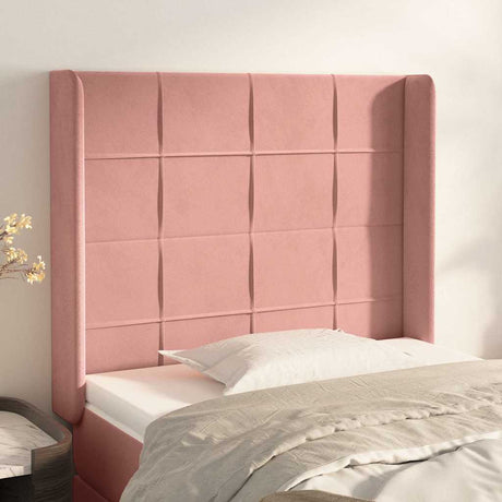 Vidaxl hoofdbord met randen 83x16x118 128 cm fluweel roze