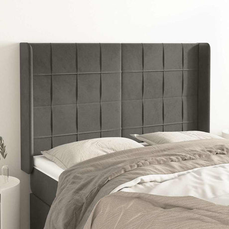 Vidaxl hoofdbord met randen 147x16x118 128 cm fluweel donkergrijs